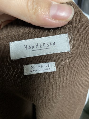 Van Heusen Brown Button Down Cardigan 100% Cotton Ruffle Front XL (l) - Picture 4 of 7