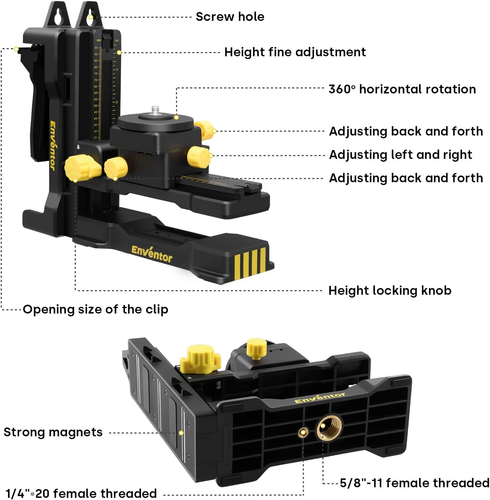 ENVENTOR Fine-Tuning Bracket Laser Level Adapter, 1/4"-20 Male Threaded L-Shape - Picture 5 of 12