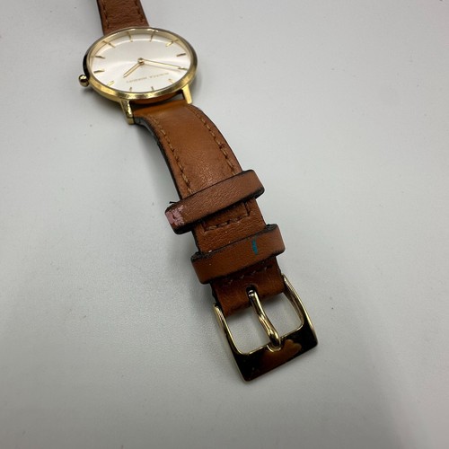 Rebecca Minkoff Watch Women Gold Tone Round 34mm Brown Band New Battery - Picture 4 of 14