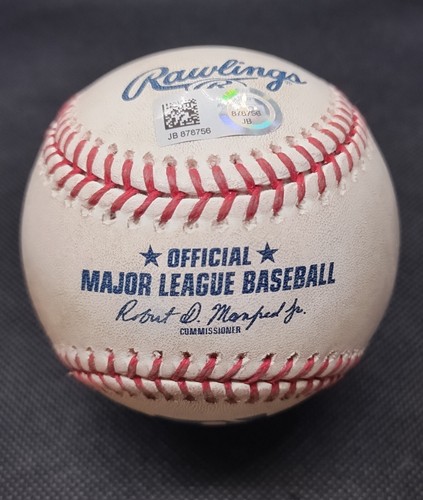 MANNY MACHADO GEBRAUCHTES SPIEL DOPPEL BASEBALL 11. APRIL 2018 ORIOLES BLUE JAYS MLB HOLO