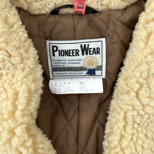 Vtg Pioneer Wear USA Suede Leather Sherpa Lined Western Jacket Men's 46 Brown - Picture 2 of 13