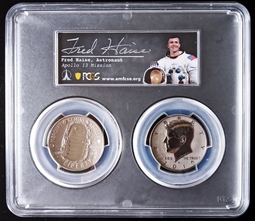 2019-S Apollo 11 50th Ann. Half $ 2 Coin Set PCGS PR70DCAM  FDI  F. Haise Signed