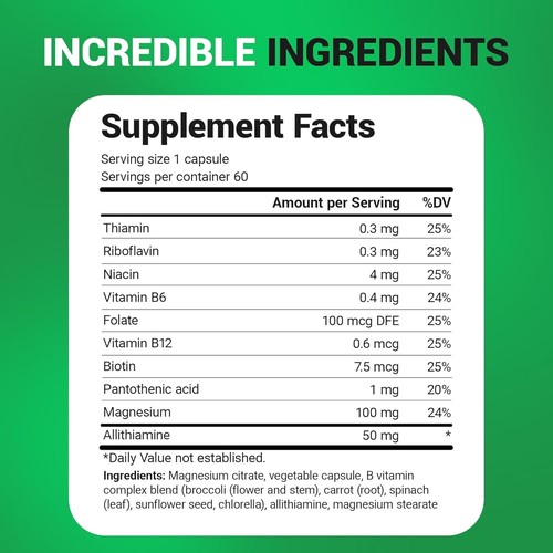 Dr. Berg Natural Vitamin B1 B6 B12 Complex - Allithiamine Vitamin B1 Supplement - Picture 7 of 9