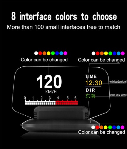 Mirror Head Up Display OBD2 GPS Car Speed Projector Speedometer With Navigation - Picture 5 of 12