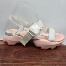 Sorel Kinetic Impact Sport Sandals Women's 7 Pink White Leather Strappy Platform