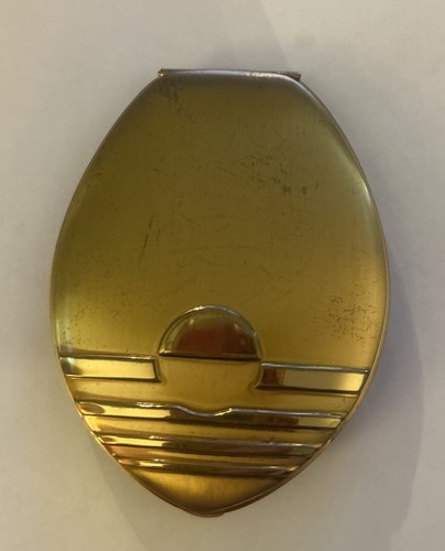 Vintage American Beauty Elgin Compact 1940-50s Signed w/Mirror Gold Tone NIB! - Bild 2 von 12
