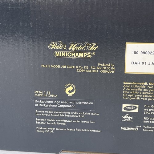 RARE MINICHAMPS 1:18 Jacques Villenueve F1 Supertec 1999 Diecast Model 990022 - Picture 11 of 12