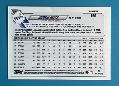 2021 Topps Japan Edition - #150 Mookie Betts Dodgers | eBay