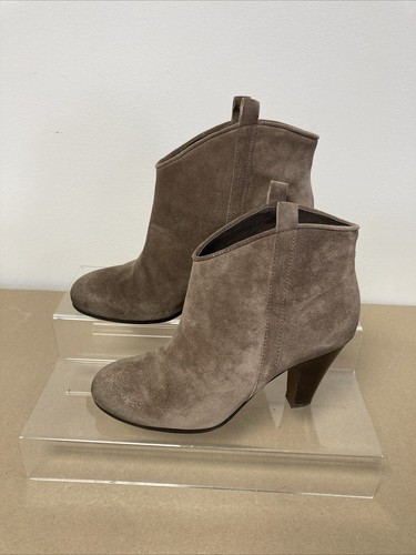 ASH Mika Gray Mink Suede Boots Block Heel Ankle Booties UK 4 US 6 EU 37 59799 - Picture 4 of 17