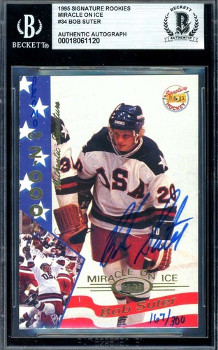 Bob Suter Beckett BAS signed 1995 Signature Rookies Miracle On Ice Autogramm