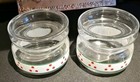  2 Vintage Clear Glass Jars, White Band, Green Stripes And Red Dots, Excellent
