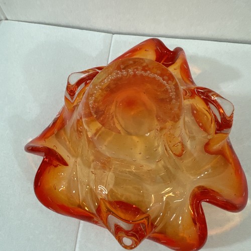 VINTAGE MURANO LEUCHTEND ORANGE KUNST GLAS SCHALE SCHALE ASCHENBECHER - Bild 13 von 14