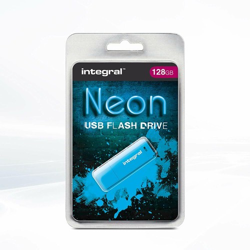 Integral NEON 128GB USB 2.0 Flash Drive BLUE USB Memory Stick - Picture 2 of 2