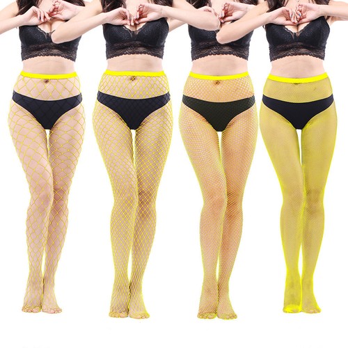 Womens Coloured Fishnet Fashion Tights Various Colours Net Sizes Mesh Whale Neon - Picture 48 of 50