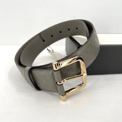 GUCCI Belt Womens 80 Gray Microguccisima GG Leather Gold Buckle AUTHENTIC NWT GUCCI Belt Womens 80 Gray Microguccisima GG Leather Gold  main image 4