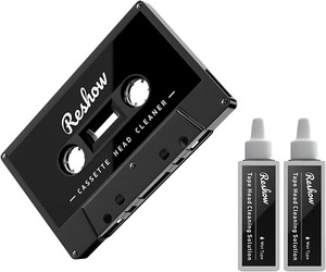 Reshow Audio Tape Cassette Head Cleaner with 2 Cleaning Fluids Care Wet Maintena