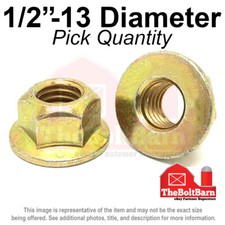 1/2"-13 Grade 8 (G) Hex Flange Top Lock Nuts Coarse Zinc Yellow (Pick Quantity)