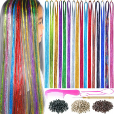 Hair Tinsel Kit with Tools 3200 Strands Tinsel Hair Extensions 16 Colors Heat Re