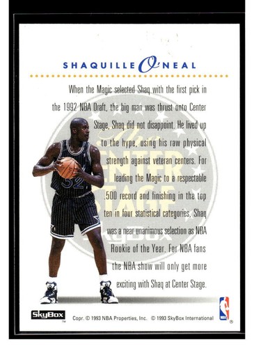 1993-94 SkyBox Center Stage Shaquille O’Neal PROMO - Picture 2 of 4
