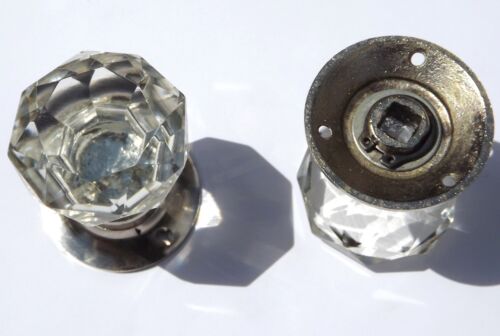 Cut glass mortice sparkling door knobs chrome base (pairs) vintage classic style - Picture 6 of 6