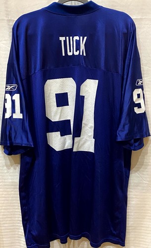 VTG Reebok NFL Team Apparel New York Giants Justin Tuck #91 Jersey Blue |Men 2XL - Picture 5 of 5