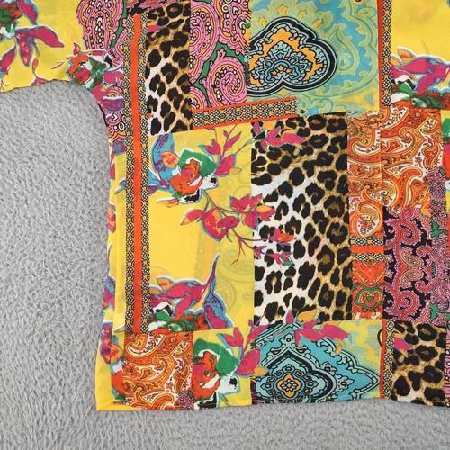 Melissa Paige Blouse Top Womens 1X Patchwork V-Neck Cold Shoulder Beaded Boho - Picture 17 of 21