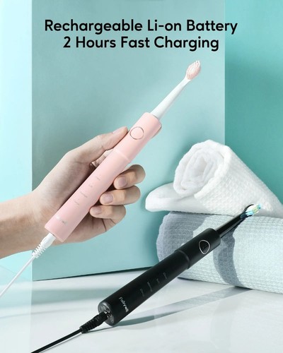 Fairywill Electric Toothbrush Black D7 8 Heads Sonic Oral with Case and USB NEW - Picture 4 of 6