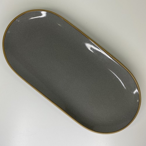 Hearth & Hand Oval Platter Stoneware Gray Exposed Rim 15” Magnolia Serving Tray - Picture 2 of 12