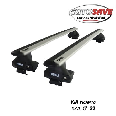 Thule Aluminium WingBar Evo Silver Roof Bars Set to fit Kia Picanto Mk.3 17-22