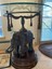 wood, metal and glass antique finish elephant end table - excellent condition.