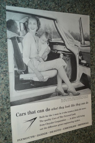 1959 CHRYSLER "SWIVEL SEAT" ORIGINAL LARGE ADVERTISEMENT PRINT AD 59 PLYMOUTH