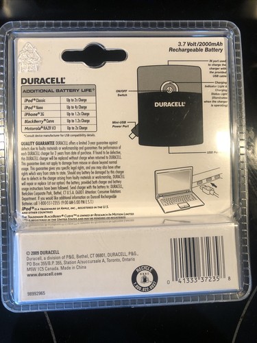 Duracell rechargeable Powerhouse USB Charger Multi Charger 3.7 Volt/2000 mAh - Picture 2 of 2