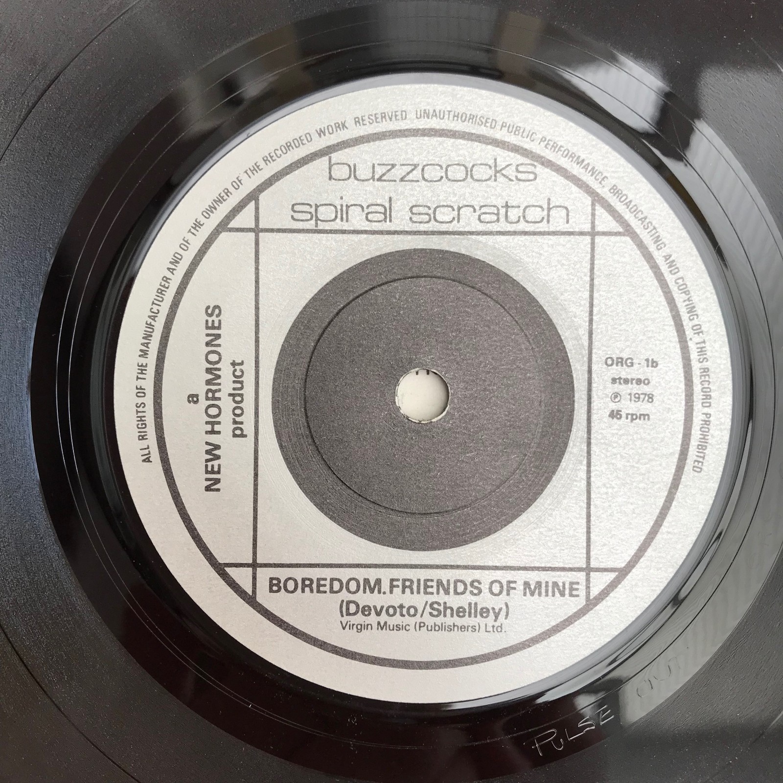 BUZZCOCKS / SPIRAL SCRATCH EP PICTURE SLEEVE 7" Single 1979 Reissue