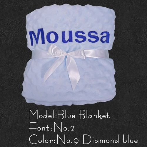 Personalised Minky Baby Blanket White Embroidered Newborn Boy Girl Birthday Gift - Picture 50 of 59