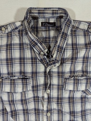 Camicia 7 Diamanti Uomo XXL Bottoni Manica Corta Stampa Grafica Plaid Multicolore - Foto 4 di 9