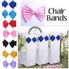 Stretch Elastic Chair Band with Buckle Slider Sashes Bow Decor Weddings Parties