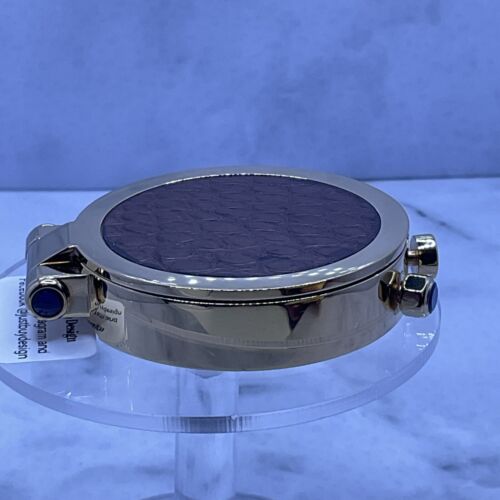CARTIER Swiss Made Desk/Travel Clock. 24K Gold Plated With Leather & Cabochons. - Picture 15 of 24