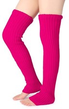 Women's Winter Over Knee High Footless Socks Knit Warm Long Leg Warmers Pink