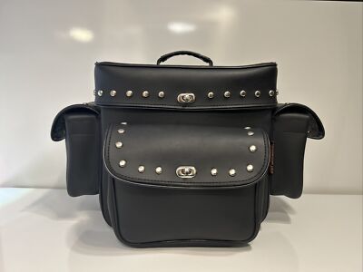 Hot Leathers Motorcycle Xtra Large Bar Bag Touring Luggage Studs Black Studded