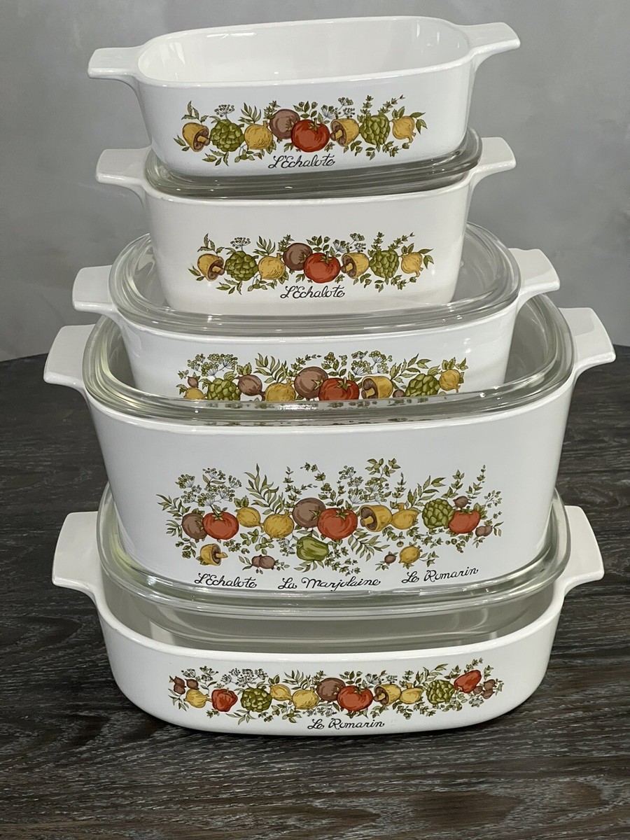 Vintage Corelleware Corning Ware Spice of Life 6 Piece Set dishes