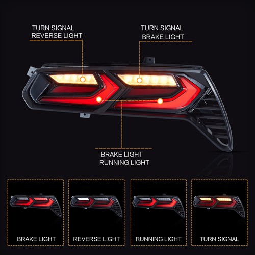 Vland For 2014-2019 Chevrolet Corvette C7 LED RED Tail Lights W/Seqeuntial 1set - Picture 2 of 12