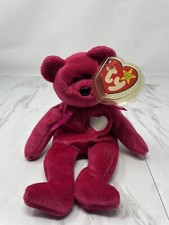 Vintage Ty Valentina the Red Bear Original Beanie Baby 1998 Fuscia