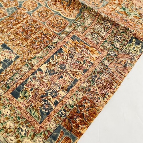 Tessuto kimono giapponese seta Tsumugi vintage lungo 7,5x60 Arabesque Tan #C TH77 - Foto 3 di 7