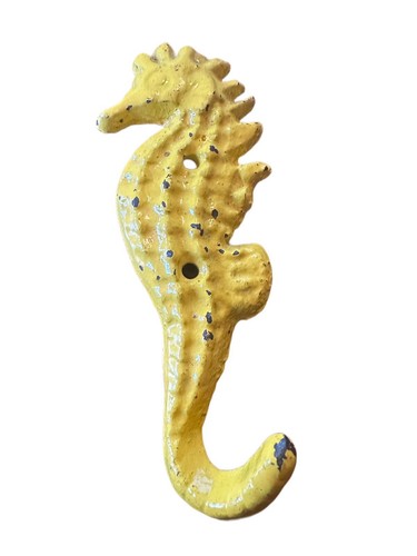 Set of 3 Cast Iron Painted Seahorse Wall Hook Coat Hanger Nautical 5.25" Tall - Picture 4 of 6