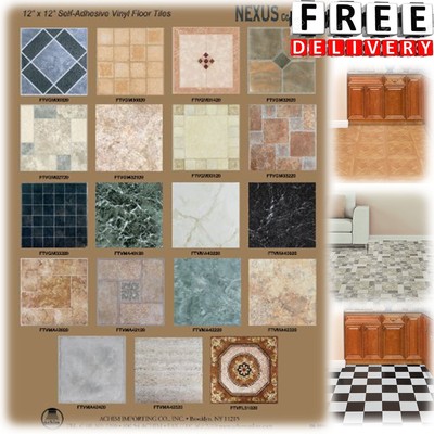 Vinyl Floor Tile Self Adhesive 12x12 20 Pack Kitchen Bathroom