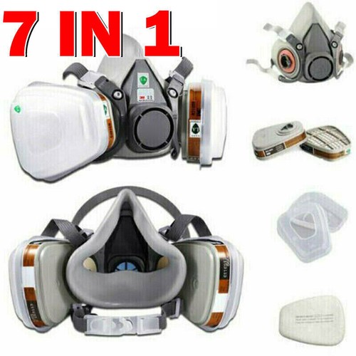 7 IN 1 Gas Mask Full Face Respirator Paint Spray Chemical Facepiece Safety NEW - Picture 4 of 17