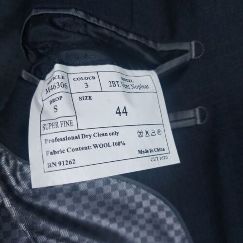 Mantoni Blazer Mens 44Short Black 100% Wool Single-Breasted Sport Coat Classic - Picture 12 of 16