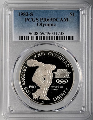 1983-S $1 OLYMPIC PROOF SILVER DOLLAR (DISC THROWER) PCGS PR69 DCAM #49031738