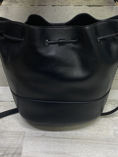Ralph Lauren Women Lauren Black Andie Large Leather Drawstring Bag - Picture 8 of 9