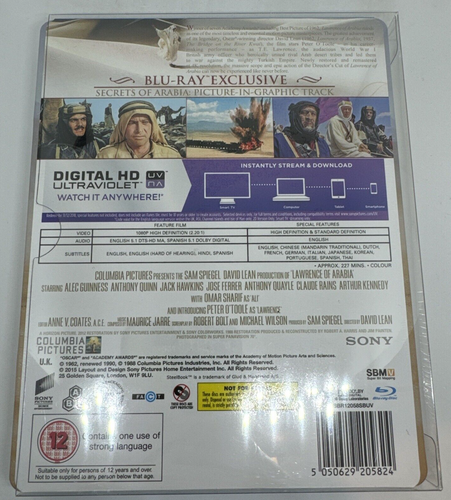 Lawrence of Arabia Limited Edition Steelbook Blue-ray Disc New and Sealed - Picture 3 of 3